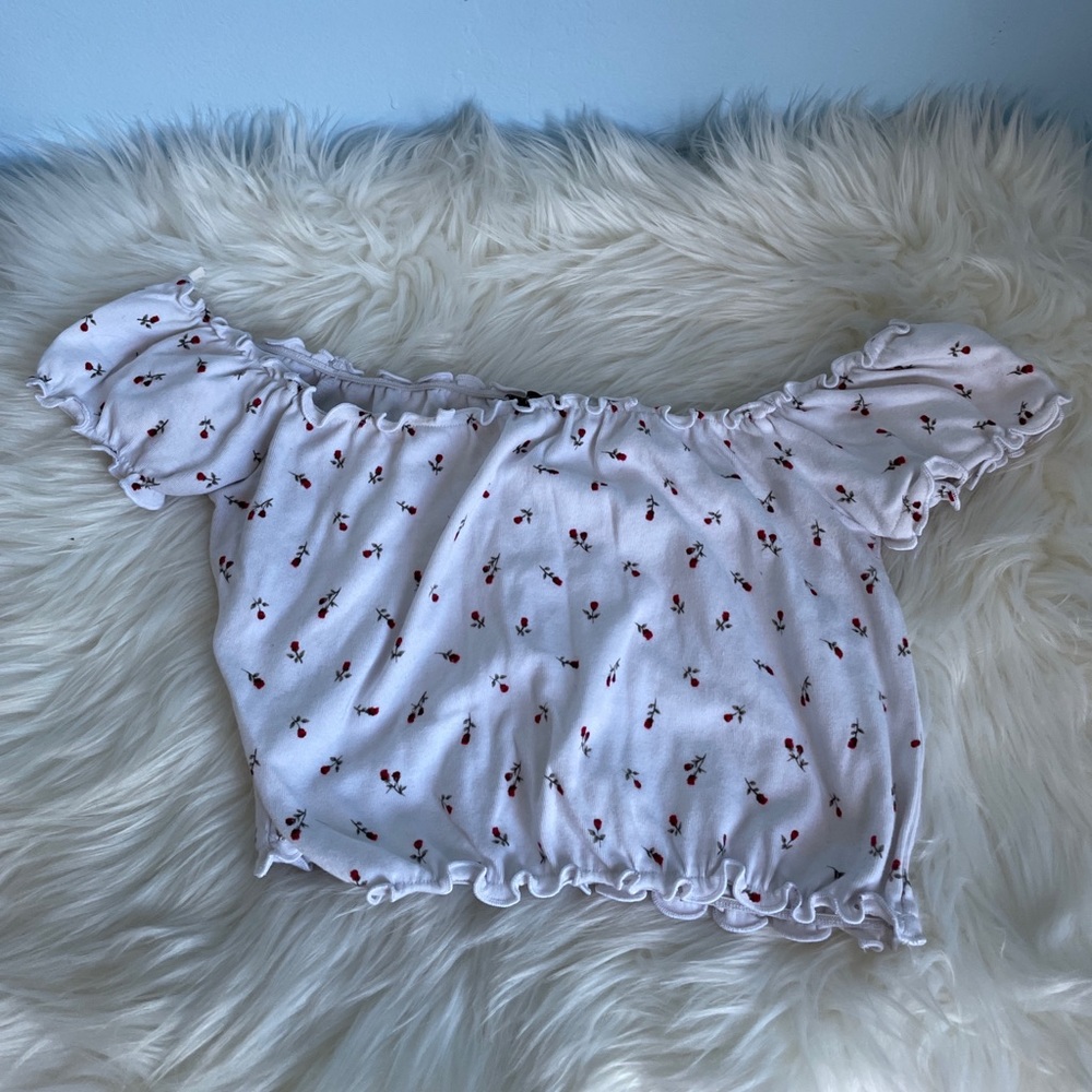 Cherry off the shoulder crop top